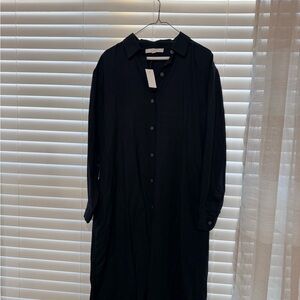 LOFT Classic Black Long Sleeve Linen Dress (NWT)